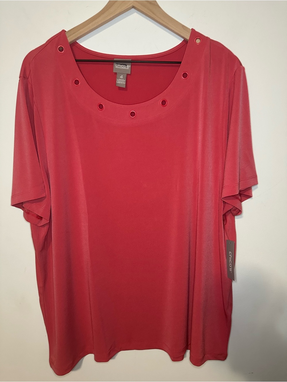 Chico’s Apparel Groomet Scoop Neck Top 4 US XXL Pink Liquid Knit Minimalist NWT